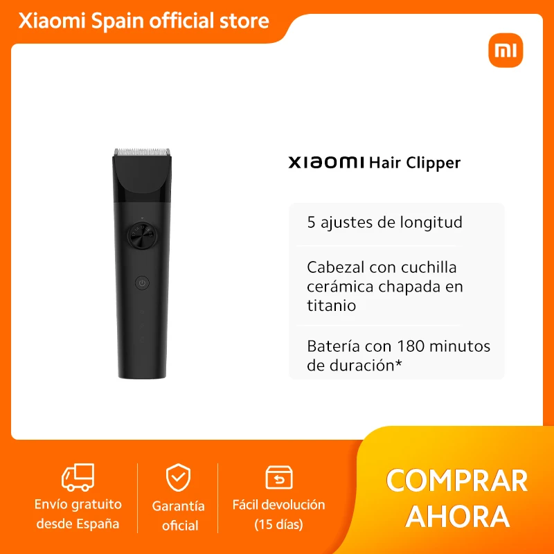 Official｜Xiaomi Hair Clipper｜5 ajustes de longitud｜Cabezal con cuchilla cerámica chapada en titanio｜Batería con 180 minutos de duración*