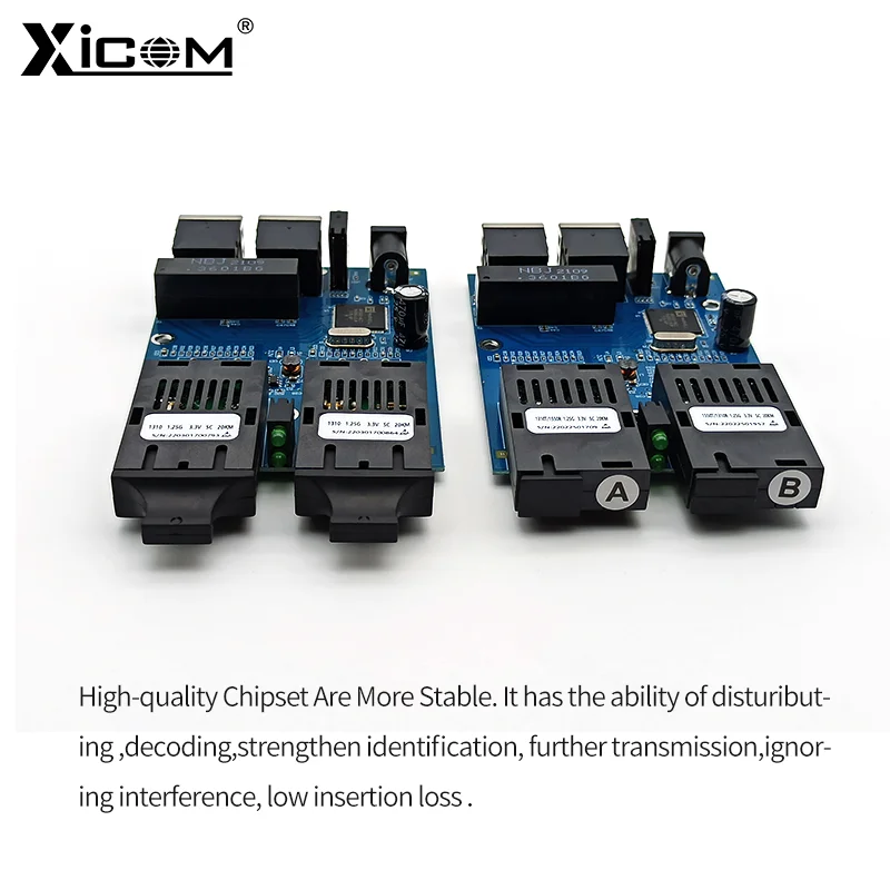 Conmutador de fibra óptica Gigabit Fast Ethernet, convertidor de medios óptico, 2 puertos de fibra, 2 puertos RJ45, SC, modo simple/dúplex, 100/1000M, 20KM - imagen 3