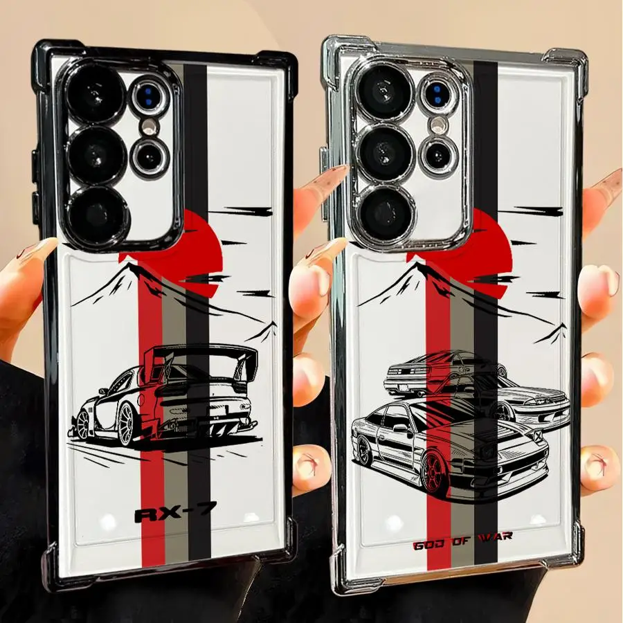 Funda de teléfono japonesa JDM Sports Cars para Samsung Galaxy S21 Plus S22 Ultra S23 S24 S25 Edge S20 FE, funda transparente
