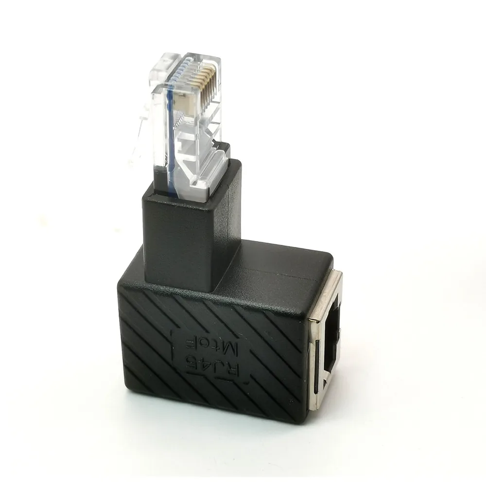 Adaptador Ethernet de ángulo recto arriba y abajo izquierdo, adaptador Ethernet hembra de 90 grados y 270 grados RJ45 8P8C a macho 8P8C - imagen 3