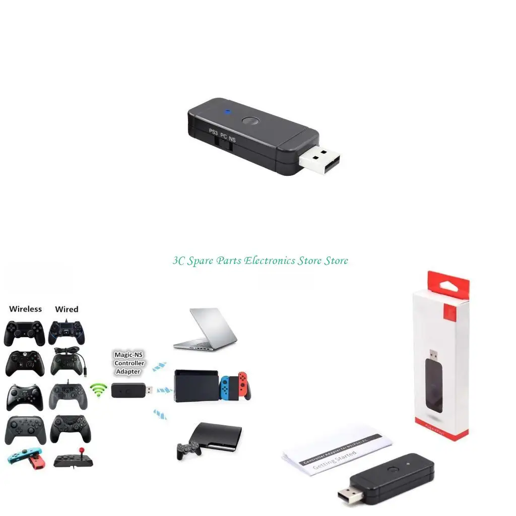 SZ-mando USB con cable, Compatible con Compatible con Switch NS, Adaptador convertidor PC4 S
