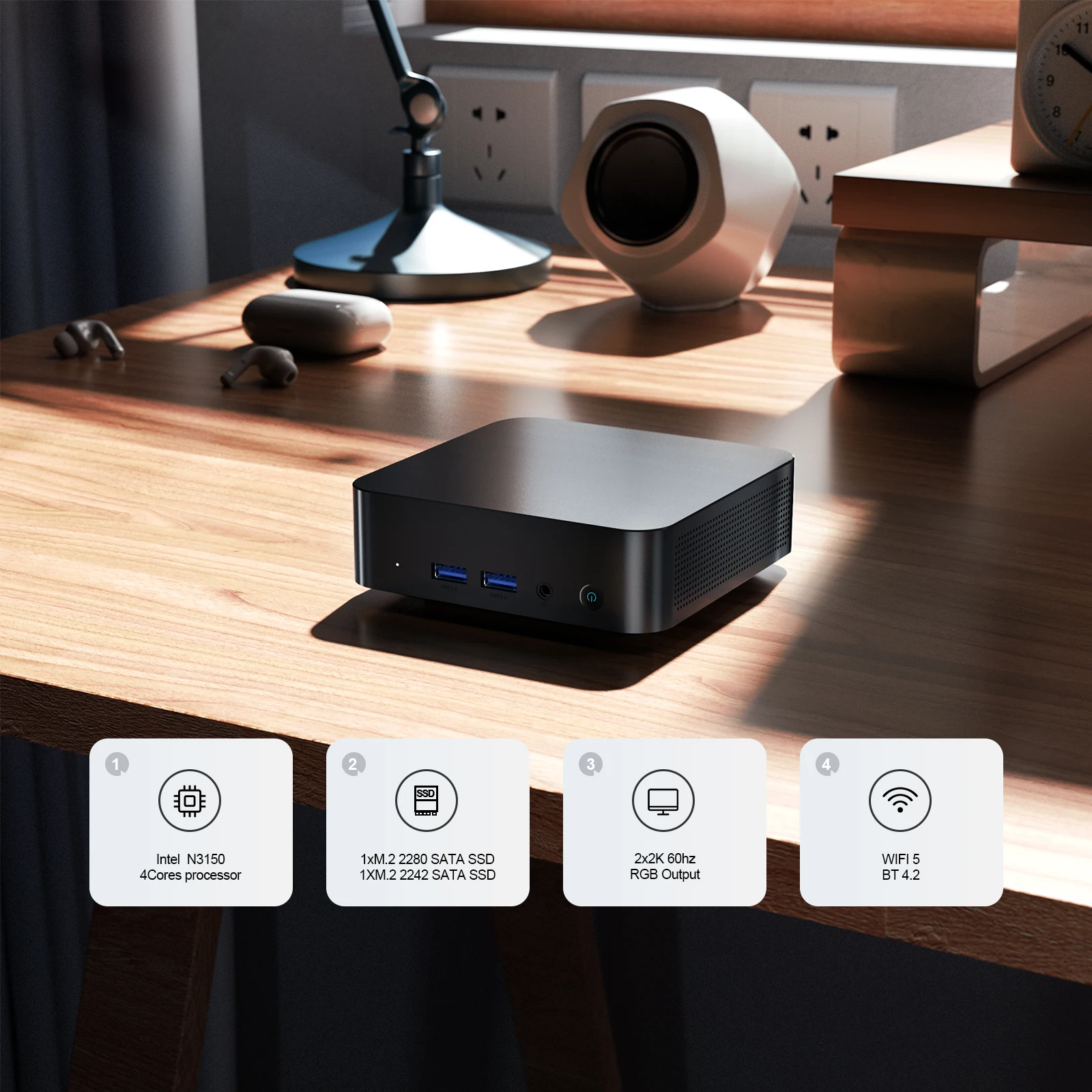 Chatreey T9 Mini PC N150 con Windows 11 SSD USB-C 4K - imagen 5