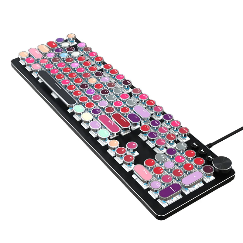 104 Uds. Tapa de tecla de teclado mecánico Punk redondo negro y rosa, reemplazo Universal ergonómico, accesorio de eje transversal, tapa de llave - imagen 4