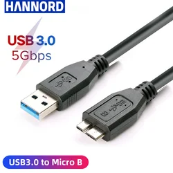 Hannord USB 3,0 tipo A a Micro B Cable conector 5Gbps 3A Cable de sincronización rápida de datos adaptador Cable de disco duro externo