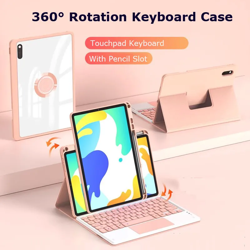 Teclado con panel táctil para Redmi Pad 2 11 “2025 Wi-Fi para Xiaomi Redmi Pad 2 Funda 11 pulgadas 360 °   Caja magnética acrílica transparente con rotación