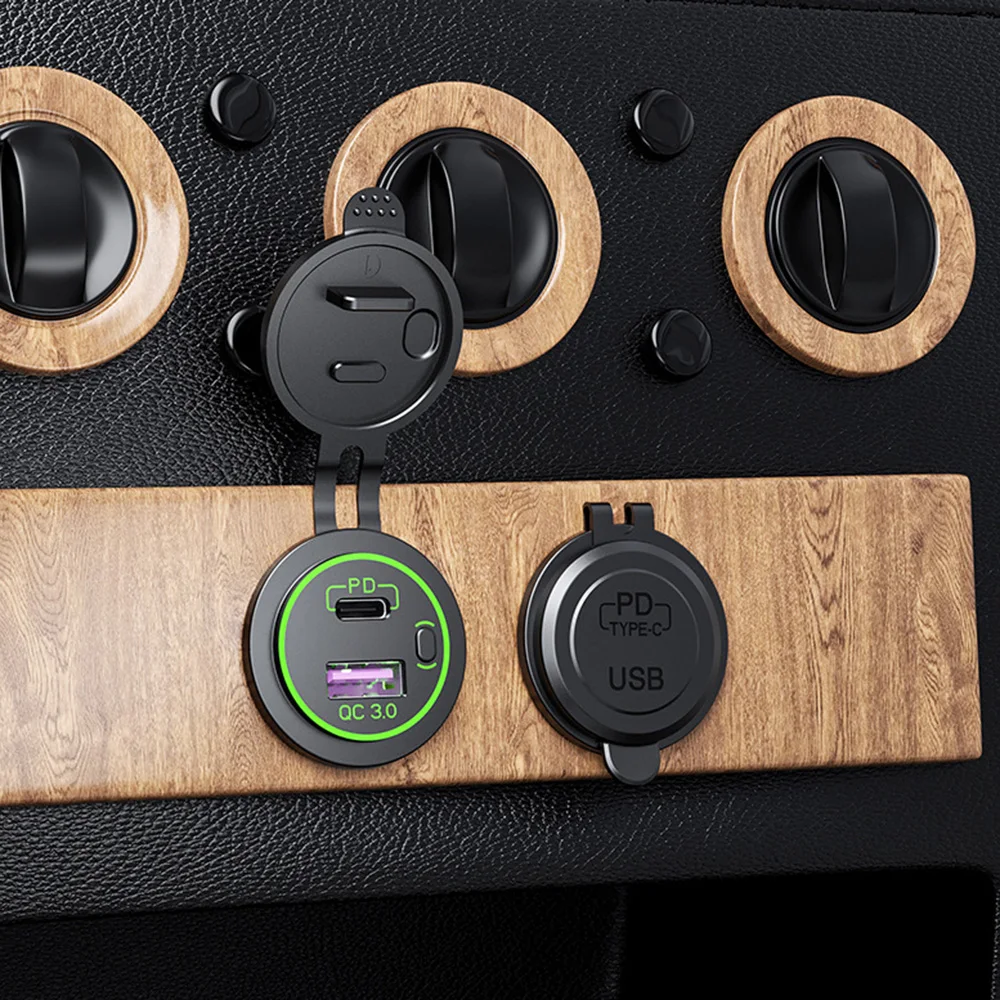 Cargador de coche Quick Charge 3,0 Dual USB + tipo C resistente al agua 12V/24V QC3.0 tipo C USB cargador rápido conector de toma de corriente - imagen 3