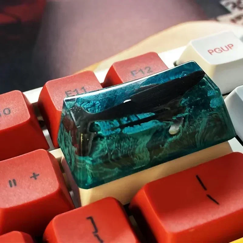 2u eliminar tecla de punto personalizado 3D cristal ballena resina Teclado mecánico teclas adaptador eje transversal tapas de llave artesanales regalo - imagen 2