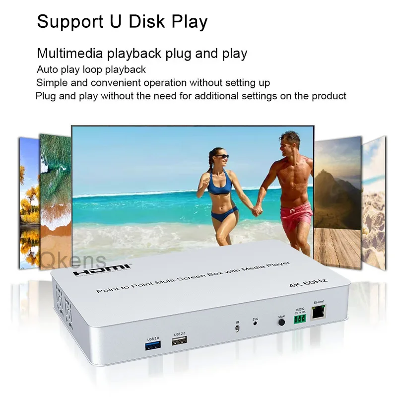 Controlador de pared de vídeo HDMI 4K 60hz 1x2 1x3 1x4 2x2 punto a punto caja multipantalla con reproductor multimedia TV empalme procesador empalmador - imagen 5