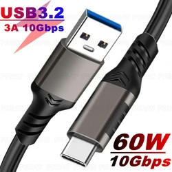 Cable USB-C a USB-A 3.2 Gen2 10Gbps Carga Rápida 60W SSD Android CarPlay