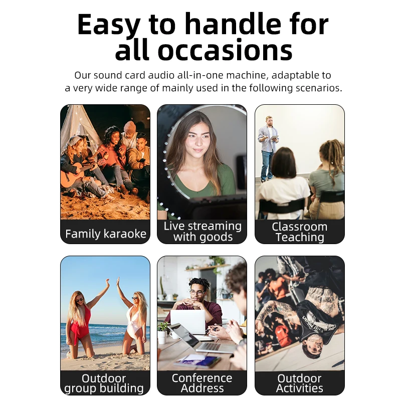 Tarjeta de sonido de escritorio Ktv familiar, altavoces inalámbricos Bluetooth, equipo de tarjeta de sonido especial en VIVO, Audio de Karaoke, todo en uno con 2 micrófonos - imagen 5