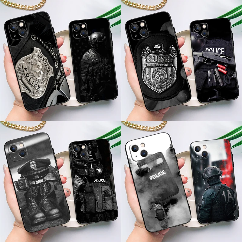 Funda con símbolo de policía para Xiaomi 14 15 Ultra 13T 14T 15T 17 Pro Max POCO F8 Ultra F5 F6 F7 X5 X6 X7 Pro