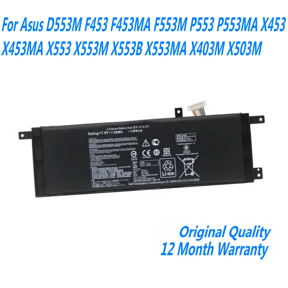 Nueva batería de ordenador portátil 7,6 V B21N1329 para For Asus D553M F453 F453MA F553M P553 P553MA X453 X453MA X553 X553M X553B X553MA X403M X503M