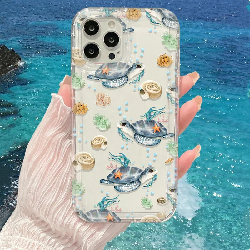 Funda de teléfono con diseño de tortuga oceánica para Oppo Realme C55 C53 C35 C33 C30 10 9 9i 8 Narzo 50 Pro Plus 4G 5G, funda trasera transparente