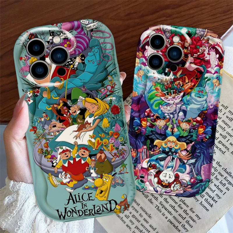 Funda de Alicia en el país de las Maravillas para Apple iPhone 15 14 13 12 11 Pro X XR XS Max Plus 8 7 Plus SE Wave Oil funda de teléfono - imagen 3