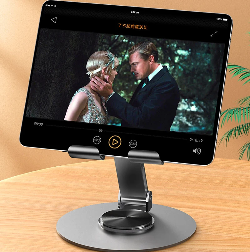 Soporte Universal para teléfono móvil con rotación de 360 grados, totalmente metálico, de aluminio, soporte de escritorio, diseño plegable de doble eje estable - imagen 2