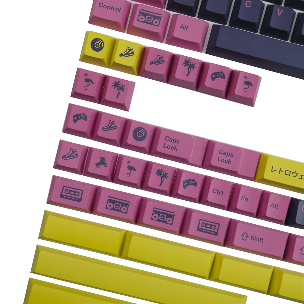 GMK Retrowave PBT Keycap 142 teclas Cherry Profile DYE Subbed Keycaps para Filco DUCK Ikbc Anne MX Switch Teclado mecánico - imagen 5