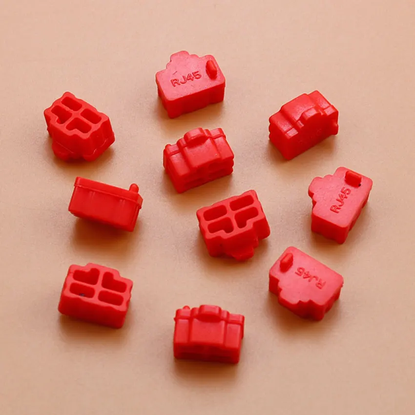 JCD 10 Uds puerto de concentrador Ethernet RJ45 tapa protectora antipolvo enchufe RJ45 conector hembra conector de silicona - imagen 5