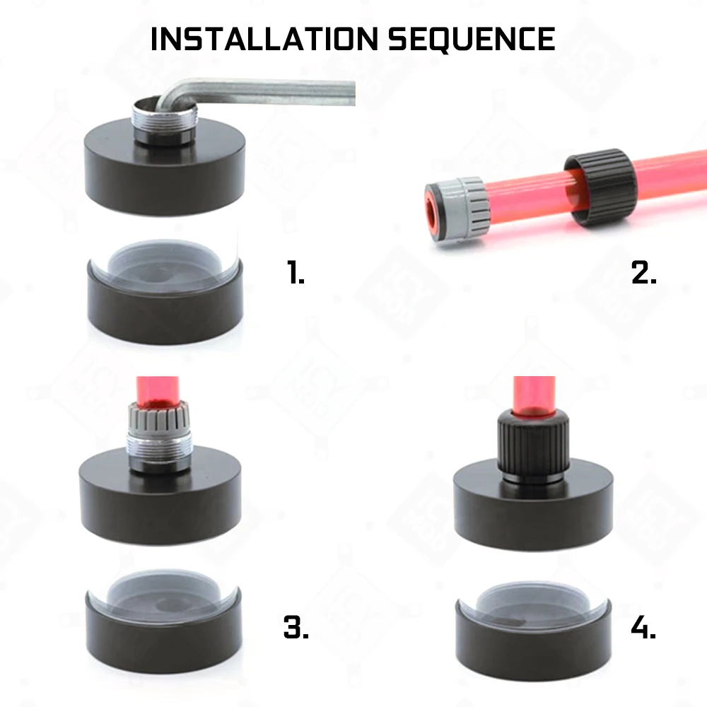 FREEZEMOD accesorio de tubería dura, doble refuerzo, antidesmontaje, par, plateado/Negro, 12/14mm, PETG, PMMA, MOD de tubería dura - imagen 3