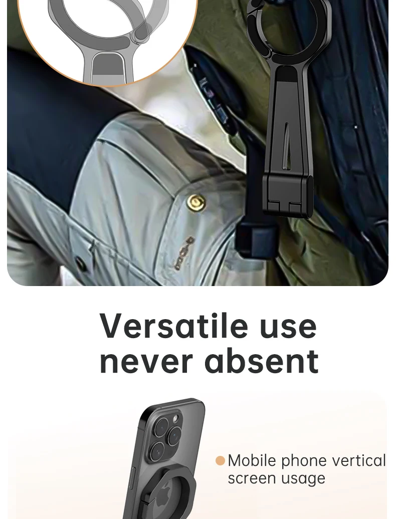Trípode para teléfono montado con mosquetón para iPhone 16-13, soporte magnético portátil de doble cara para mango de teléfono - imagen 4