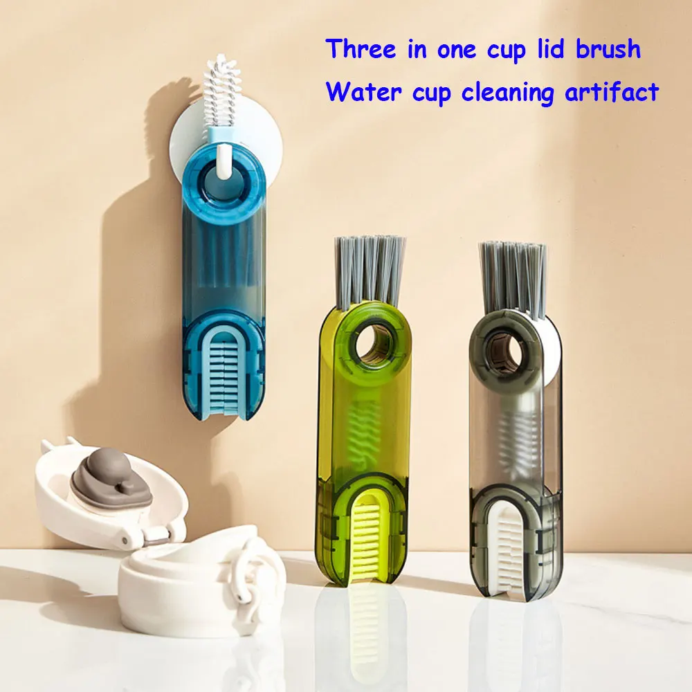 Herramienta de limpieza 3 en 1, cepillo para taza, microcepillos para tapa, producto útil, cubierta multifunción para botella de agua de lactancia, cepillo de limpieza para el hogar - imagen 5