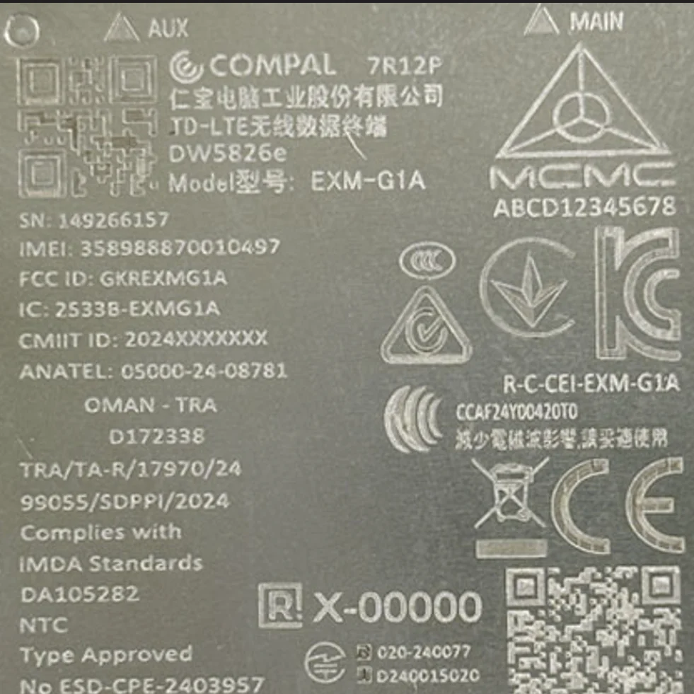 EXM-G1A DW5826e LTE FDD 4G Módulo Cat12 600Mbps M.2 4G Tarjeta para computadora portátil