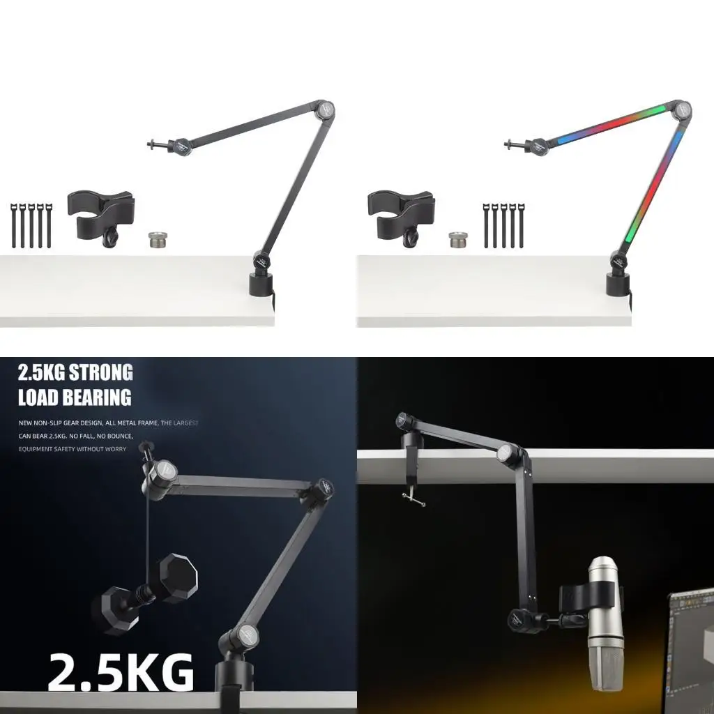 Soporte micrófono giratorio multiángulo 462E, compatible con Universal, gira libremente para podcasting y transmisión en