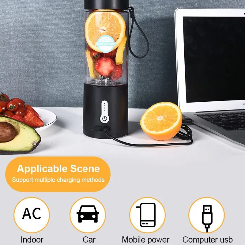 Licuadora portátil potente para batidos, recargable por USB procesador de alimentos, máquina mezcladora de frutas, Mini exprimidor, taza batidora, 530ML - imagen 3