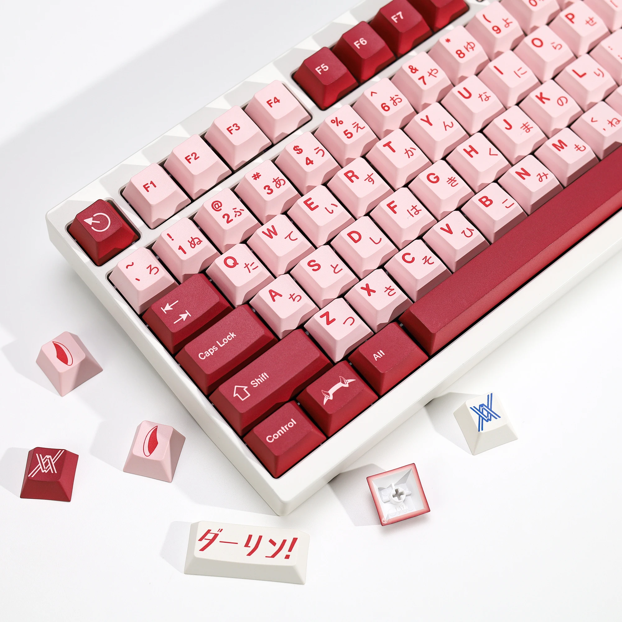 KBDiy GMK Darling Keycaps japonés PBT Retro Alice Cherry perfil ISO Keycap para MX Switch 60 Teclado mecánico para juegos Aula - imagen 3