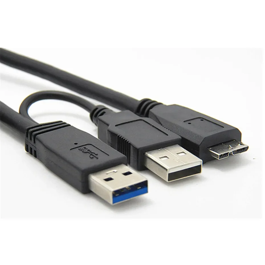 Cable de transferencia de datos para discos duros externos, USB 3,0, doble potencia, forma Y, 2 X tipo a Micro B, alta velocidad, hasta 5 gbps, 60CM