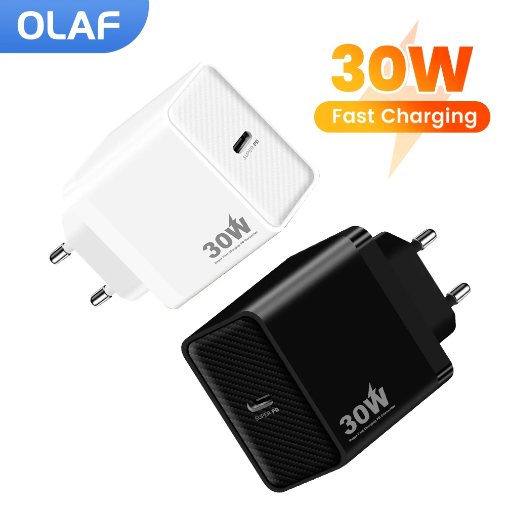 Olaf 30W USB C cargador de carga rápida PD QC3.0 tipo C adaptador de cargador para iPhone Samsung Huawei Xiaomi cargador de teléfono carga rápida