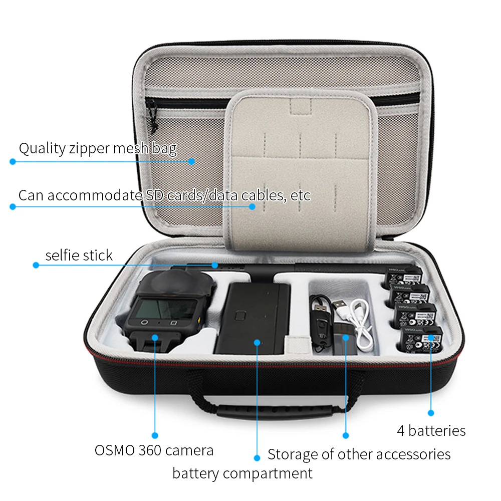 Estuche de almacenamiento duro EVA para cámara deportiva DJI OSMO 360, caja protectora para cámara panorámica Osmo 360, bolsa de transporte de viaje portátil - imagen 2