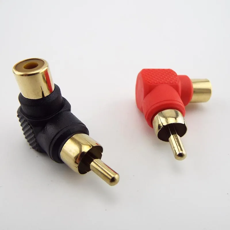 2/4/10 Uds. Adaptadores de enchufe de conector de ángulo recto RCA macho a hembra de 90 grados adaptador de Audio M/F chapado en oro h2 - imagen 2