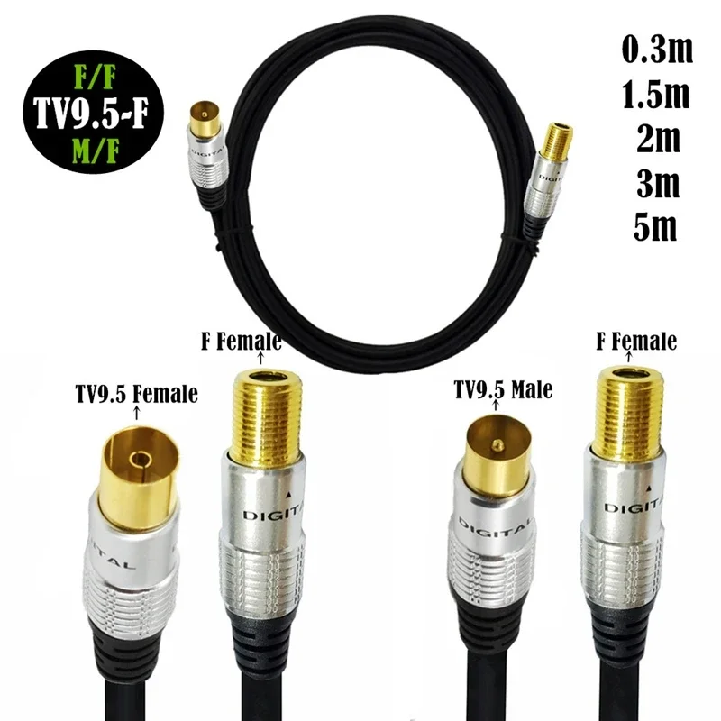 TV 9.5mm Male To F Type Male & Female Coaxial TV Satellite Antenna Cable 0.3m 1.5m 2m 3m 5m - imagen 4