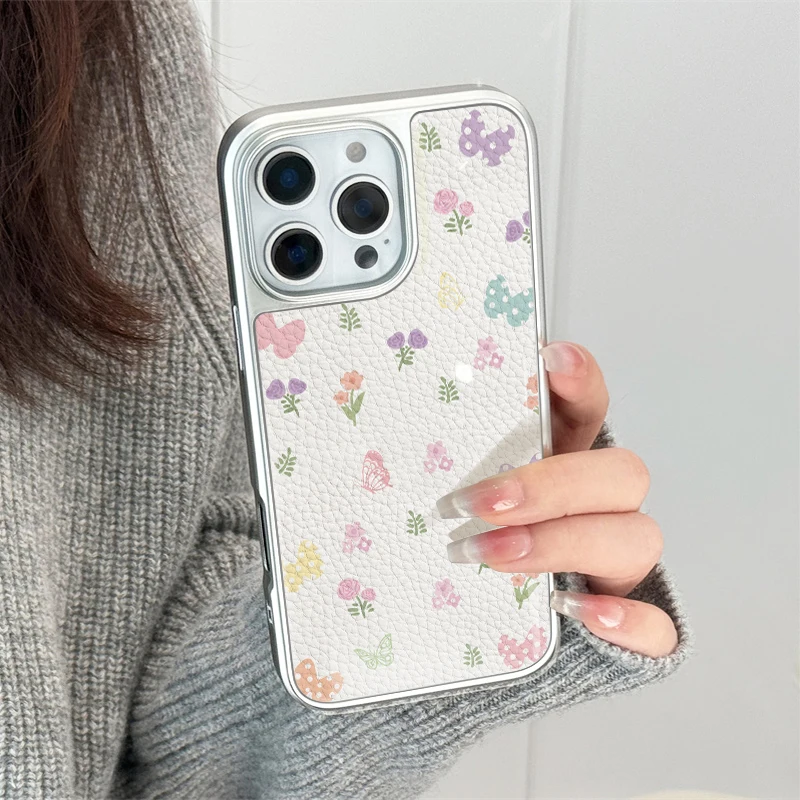 La pantalla está llena de flores y plantas funda de teléfono para iPhone11/12/13/14/15/16/17 Pro Max AIR PLUS funda de teléfono epoxi de cuero TPU - imagen 5