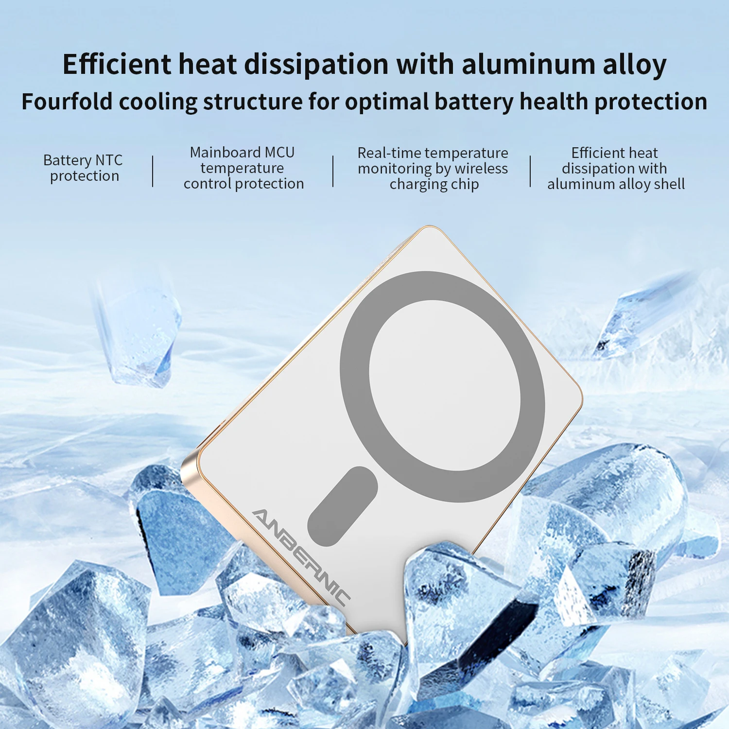 ANBERNIC CX-502LM Banco de energía portátil 5000mAh Soporte fino de aleación de aluminio Tipo Carga magnética 20W para teléfonos iPhone Samsung - imagen 5