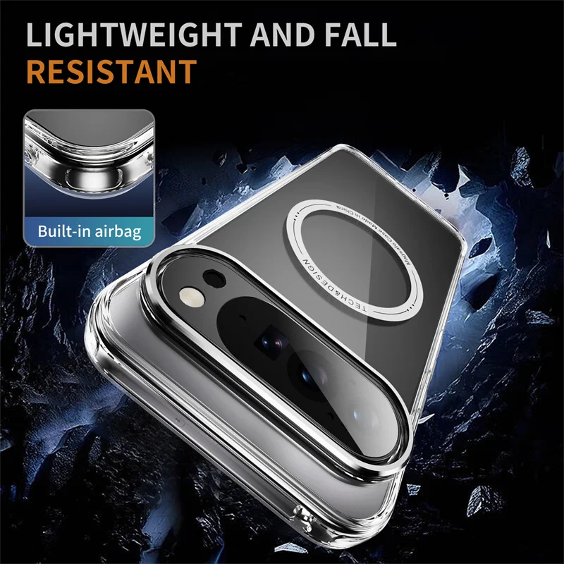 Funda magnética de carga inalámbrica transparente con revestimiento delgado para Google Pixel 8 9 10 Pro XL 8A 9A cubierta transparente a prueba de golpes - imagen 3