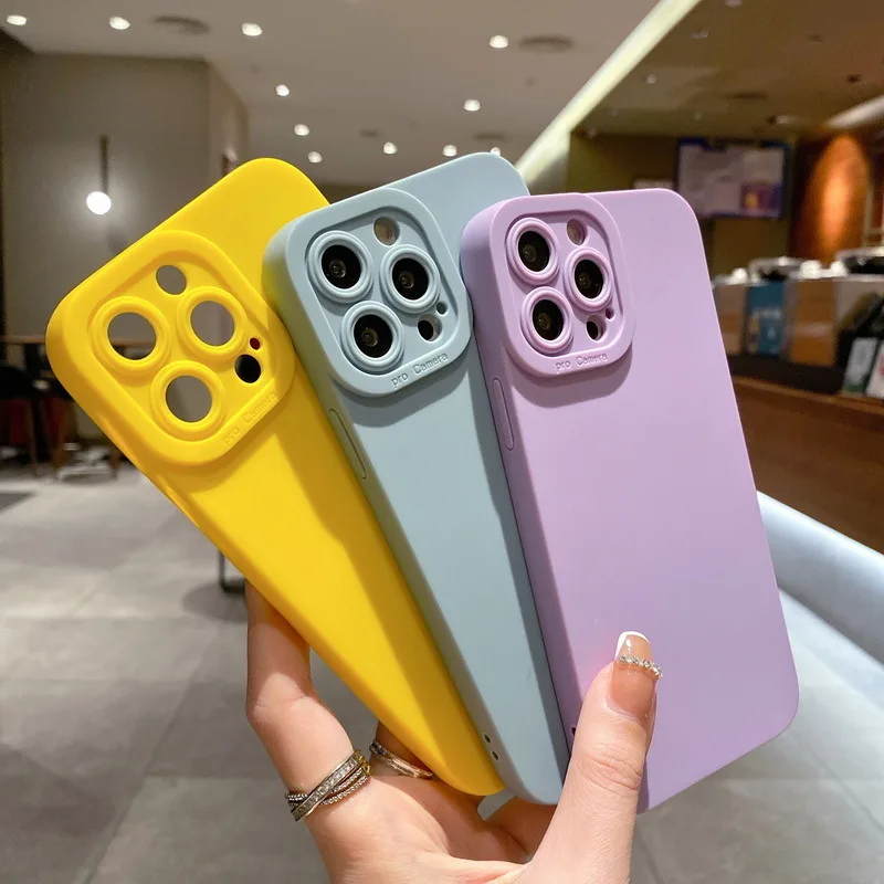 Funda de teléfono de silicona mate para iPhone 14, 13, 12, 11 Pro Max, Mini, XR, XS, Max, X, 8, 7, 14 Plus, SE 2020, Portector de lente de cámara, cubierta suave - imagen 5