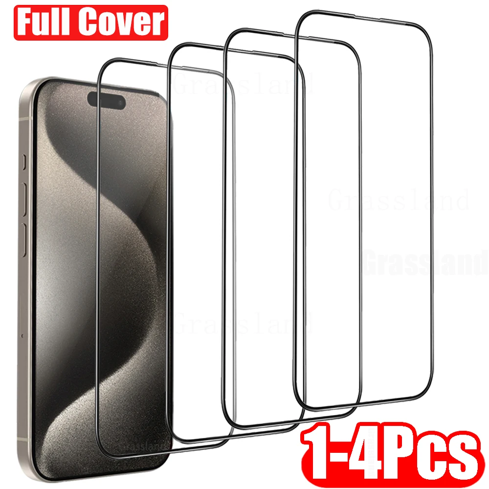 1-4 Uds vidrio templado para iPhone 15 14 13 12 11 Pro Max Protector de pantalla antiexplosión para iPhone X XR XS Max película protectora de vidrio