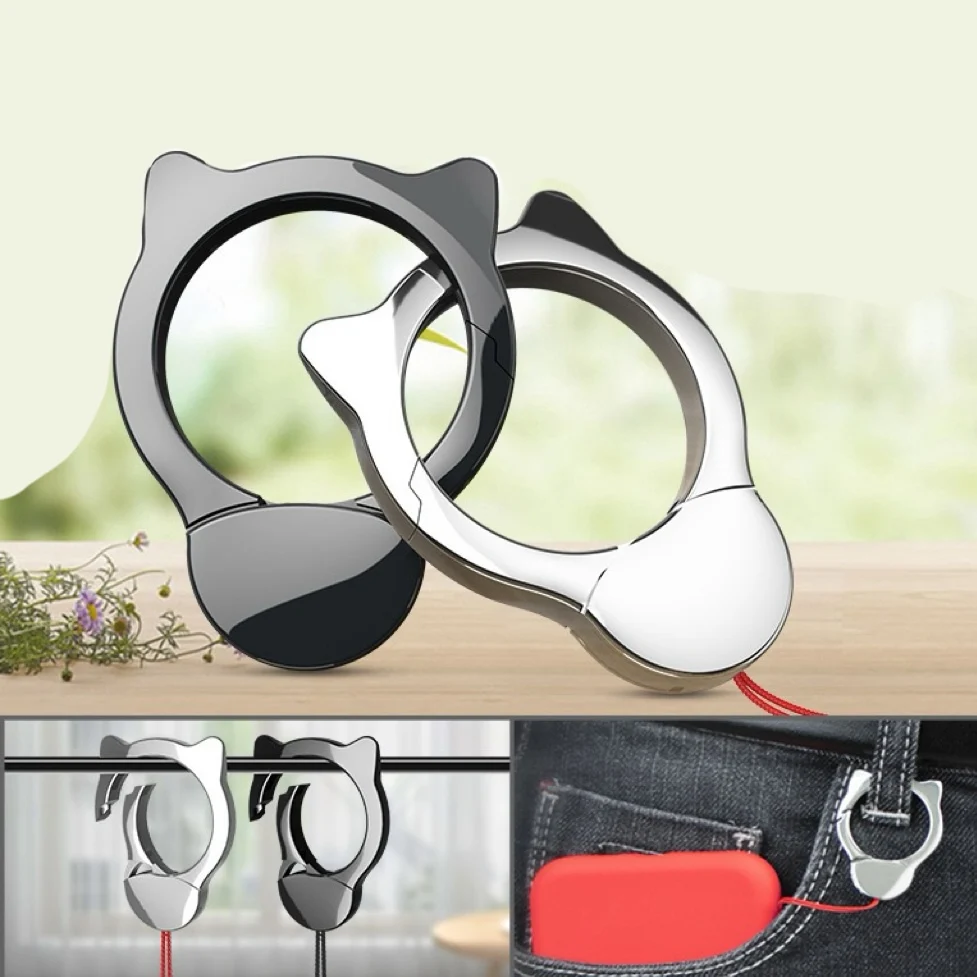 Cordón para funda de teléfono con cabeza de gato, anillo de Metal extraíble y gancho de langosta, diseño fuerte y antipérdida, carcasa para teléfono móvil - imagen 5