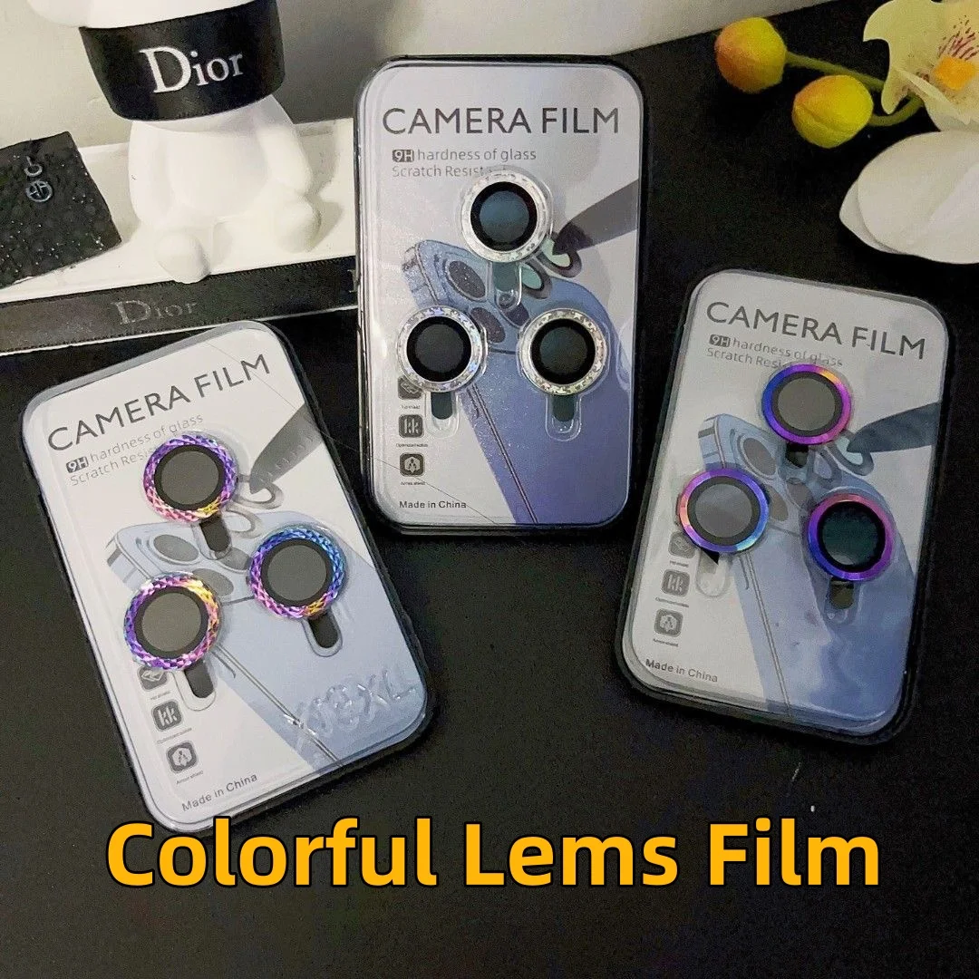 2-3 uds protección de lente de cámara de diamante colorido para IPhone 17 Pro Max Protector de pantalla de lente de vidrio templado de Metal para 15 16 - imagen 2