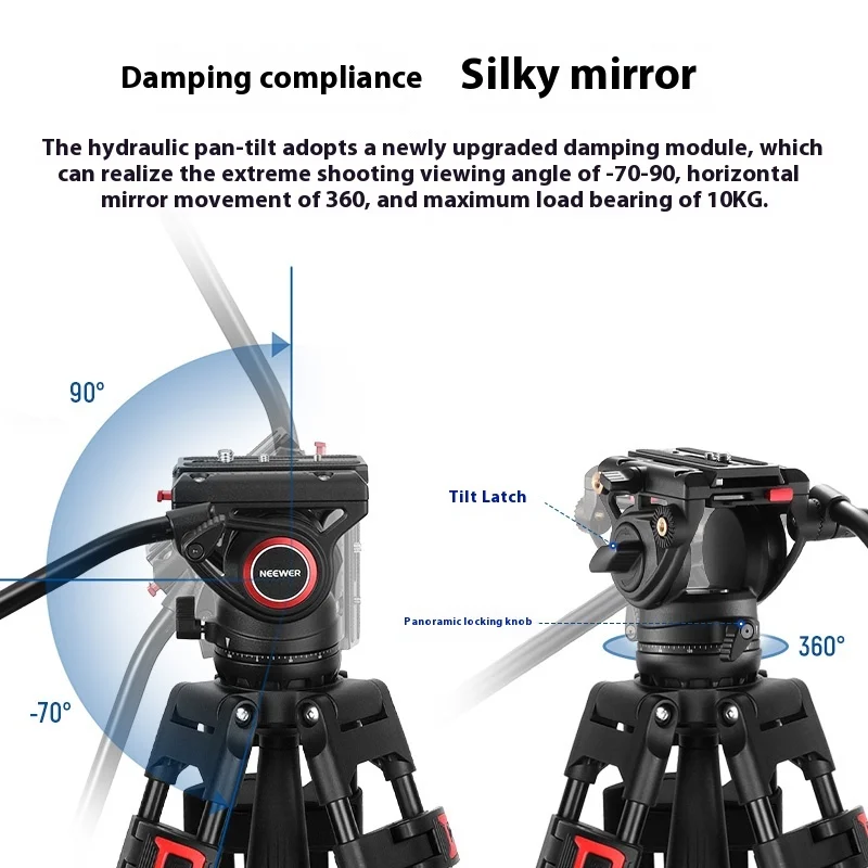 NEEWER TP74 Gimbal hidráulico con trípode de alta resistencia 360 ° Trípode profesional personalizado del soporte del estabilizador de la aleación de aluminio del movimiento del espejo - imagen 2