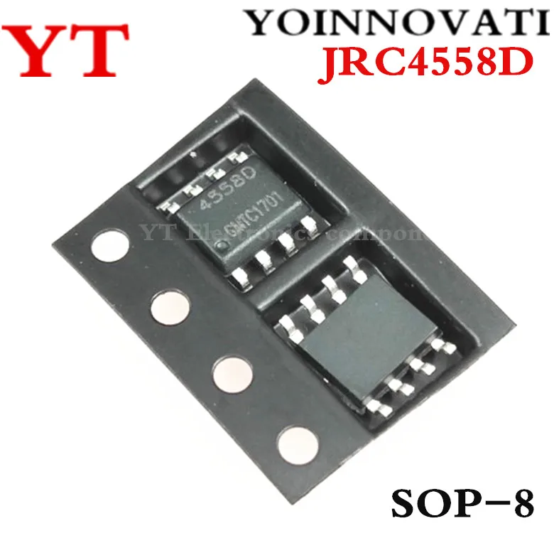 100 unids/lote JRC4558D JRC4558 NJM4558D 4558 SOP8 IC de la mejor calidad.