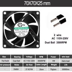 Ventilador axial 70mm sin escobillas Duall – Alto caudal de aire