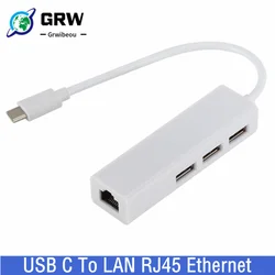 Hub USB-C con Ethernet 100 Mbps y 3 puertos para MacBook Pro