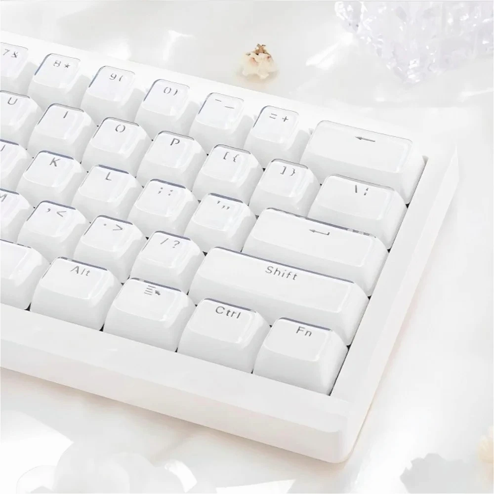 Teclas transparentes de cristal de 135 teclas, configuración PBT + PC MDA, teclas rosa y blancas compatibles con teclado mecánico Cherry MX - imagen 2