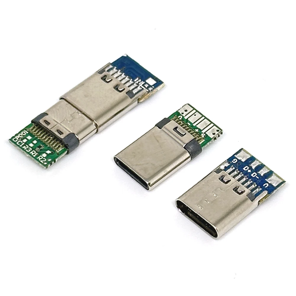 Conectores USB 3,1 tipo c macho/hembra, Conector de cola de 24 Pines, enchufe macho usb, terminales eléctricos de soldadura, cable de datos DIY, compatible con placa PCB - imagen 5