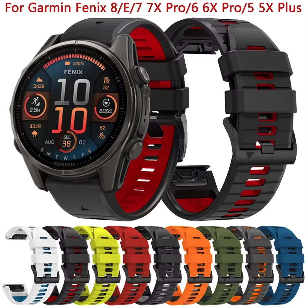Correa de silicona para reloj Garmin Fenix, pulsera de 22 y 26mm para modelos 8 E, 7X, 7 Pro, 6, 6X Pro, 5, 5X Plus, Epix 2, 965 y 945