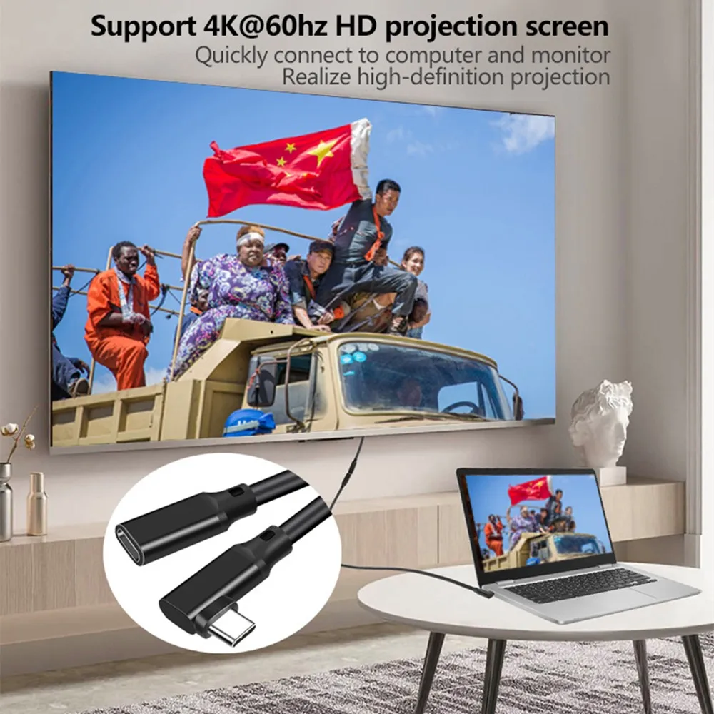 Cable USB-C 90grados Extensor 10Gbps 100W Macho-Hembra para MacBook - imagen 5