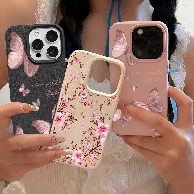 Funda de mariposa y flor para Realme 15 14 13 12 11 9 Pro Plus 10 8 5G 8i C53 C51 C63 C55 C35 C30S C65 C21Y C25Y, funda de cuero para dulces