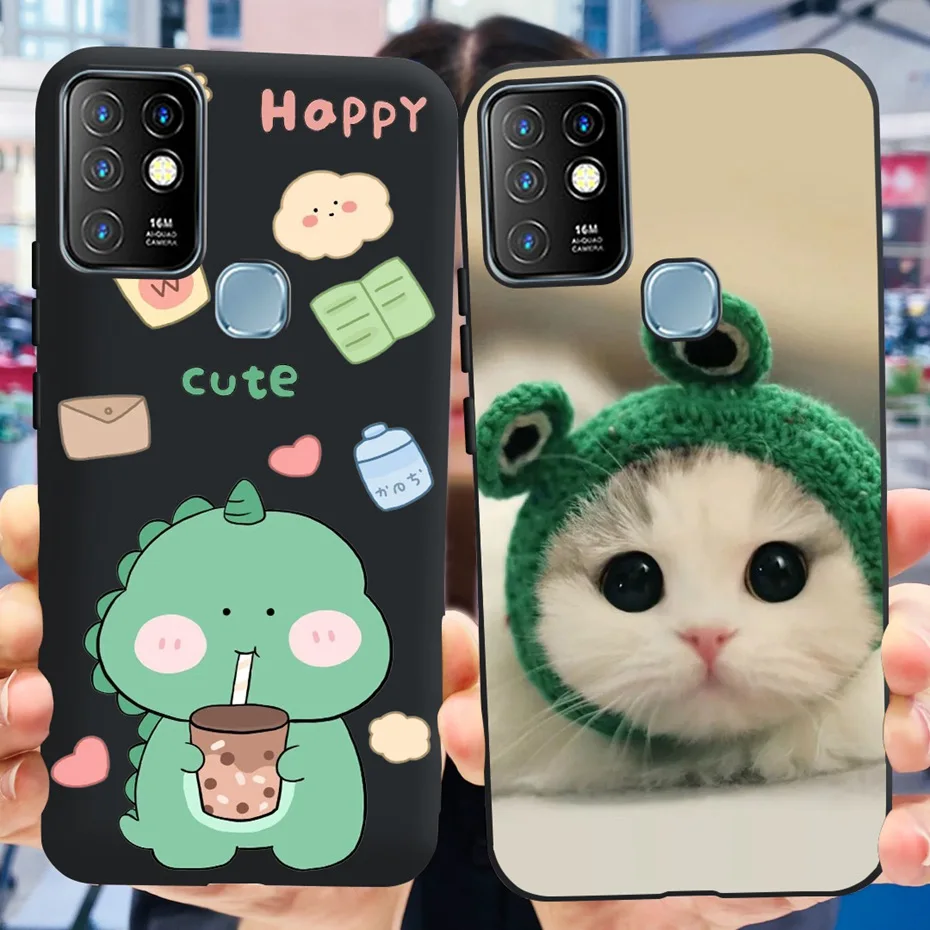 Funda de teléfono para Infinix Hot 10, cubierta trasera suave de silicona negra pintada a la moda para Infinix Hot10 X682B X682C